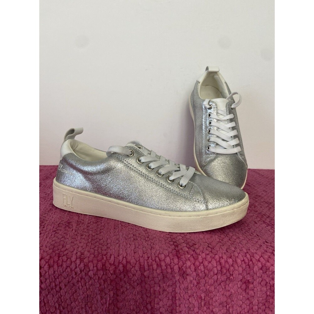 Fly London Maco 833 Leather Sneakers Silver Metallic Size EU 36 US Size 5.5-6